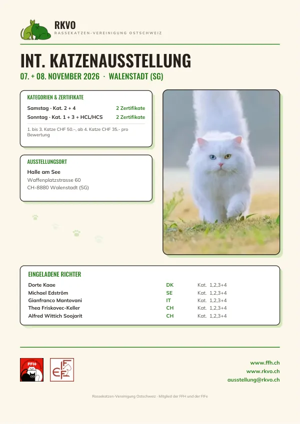 Flyer Katzenausstellung Walenstadt 2026